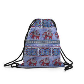 Рюкзак-мешок 3D с принтом Индийский Орнамент в Новосибирске, 100% полиэстер | плотность ткани — 200 г/м2, размер — 35 х 45 см; лямки — толстые шнурки, застежка на шнуровке, без карманов и подкладки | indian | ornament | индия | орнамент | слоны