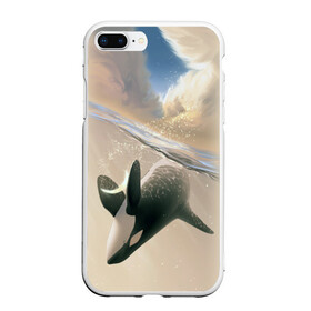 Чехол для iPhone 7Plus/8 Plus матовый с принтом косатка в Новосибирске, Силикон | Область печати: задняя сторона чехла, без боковых панелей | ocean | orca | sea | sea animal | whale | дельфин | касатка | кит | море | океан | рисунок кита