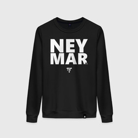 Женский свитшот хлопок с принтом Neymar Jr white logo в Новосибирске, 100% хлопок | прямой крой, круглый вырез, на манжетах и по низу широкая трикотажная резинка  | brazil | champions | fifa | junior | neymar | neymar jr | paris saint germain | psg | uefa | бразилия | джуниор | младший | наймар | неймар | пари сен жермен | петух | псж | сборная бразилии | уефа | фифа | футбик | футбол 