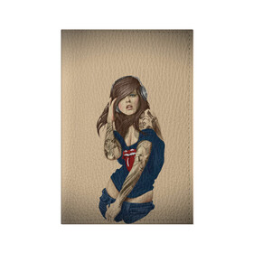 Обложка для паспорта матовая кожа с принтом ДевушКа слушает Музыку в Новосибирске, натуральная матовая кожа | размер 19,3 х 13,7 см; прозрачные пластиковые крепления | Тематика изображения на принте: девушка | девушкам | красивый рисунок | музыка