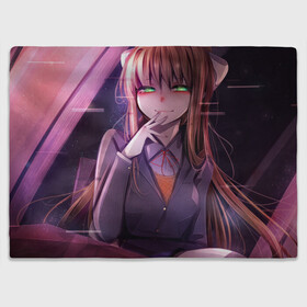 Плед 3D с принтом Monika Doki Doki в Новосибирске, 100% полиэстер | закругленные углы, все края обработаны. Ткань не мнется и не растягивается | Тематика изображения на принте: club | doki doki | literature | monika | novel | доки доки | клуб | литературный | моника | роман