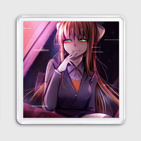 Магнит 55*55 с принтом Monika Doki Doki в Новосибирске, Пластик | Размер: 65*65 мм; Размер печати: 55*55 мм | club | doki doki | literature | monika | novel | доки доки | клуб | литературный | моника | роман