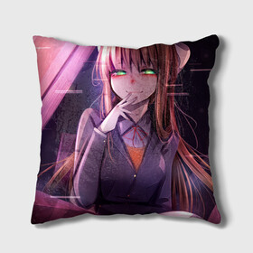 Подушка 3D с принтом Monika Doki Doki в Новосибирске, наволочка – 100% полиэстер, наполнитель – холлофайбер (легкий наполнитель, не вызывает аллергию). | состоит из подушки и наволочки. Наволочка на молнии, легко снимается для стирки | Тематика изображения на принте: club | doki doki | literature | monika | novel | доки доки | клуб | литературный | моника | роман