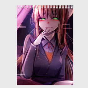 Скетчбук с принтом Monika Doki Doki в Новосибирске, 100% бумага
 | 48 листов, плотность листов — 100 г/м2, плотность картонной обложки — 250 г/м2. Листы скреплены сверху удобной пружинной спиралью | Тематика изображения на принте: club | doki doki | literature | monika | novel | доки доки | клуб | литературный | моника | роман