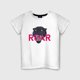 Детская футболка хлопок с принтом Пантера ROAR в Новосибирске, 100% хлопок | круглый вырез горловины, полуприлегающий силуэт, длина до линии бедер | roar | багира | голова пантеры | животное | кошка | пантера