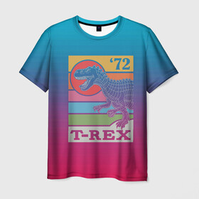 Мужская футболка 3D с принтом T-rex Dino 72 в Новосибирске, 100% полиэфир | прямой крой, круглый вырез горловины, длина до линии бедер | Тематика изображения на принте: dino | rex | roar | t rex | дино | динозавр | динозавры