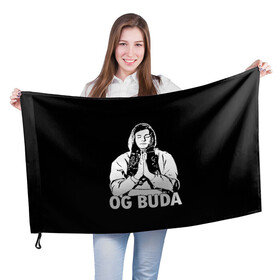 Флаг 3D с принтом OG Buda в Новосибирске, 100% полиэстер | плотность ткани — 95 г/м2, размер — 67 х 109 см. Принт наносится с одной стороны | og buda | rap | буда | григорий ляхов | музыка | ог буда | певец | русский рэп | рэп | рэпер