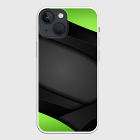 Чехол для iPhone 13 mini с принтом Green  Black в Новосибирске,  |  | 3d | 3д | sport | абстракция | линии | паттерн | соты | спортивный стиль | текстуры