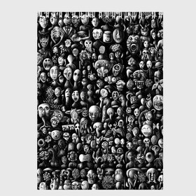 Скетчбук с принтом Мрачные портреты в Новосибирске, 100% бумага
 | 48 листов, плотность листов — 100 г/м2, плотность картонной обложки — 250 г/м2. Листы скреплены сверху удобной пружинной спиралью | halloween | лица | мрачное | портреты | страшное | сюрреализм | ужасы