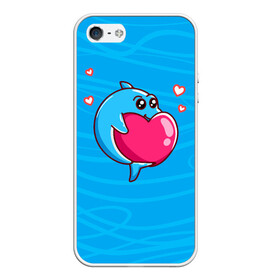 Чехол для iPhone 5/5S матовый с принтом Дельфин с сердечком в Новосибирске, Силикон | Область печати: задняя сторона чехла, без боковых панелей | dolphin | дельфин | дельфинчик | море | морские | на голубом | с дельфином | с сердцем | сердечко