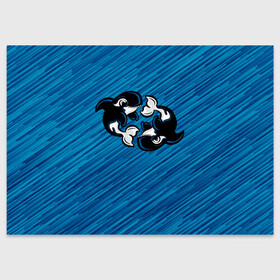 Поздравительная открытка с принтом Две косатки в Новосибирске, 100% бумага | плотность бумаги 280 г/м2, матовая, на обратной стороне линовка и место для марки
 | Тематика изображения на принте: whale | кит | косатка | косатки | на синем | с косатками