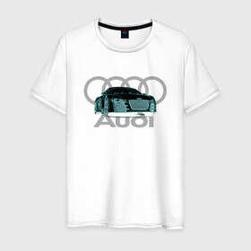 Мужская футболка хлопок с принтом Audi в Новосибирске, 100% хлопок | прямой крой, круглый вырез горловины, длина до линии бедер, слегка спущенное плечо. | audi | auto | sport | авто | автомобили | автомобиль | автомобильные | бренд | внедорожники | легковые | марка | спорт