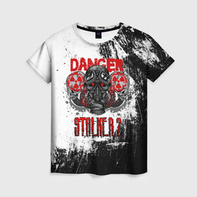 Женская футболка 3D с принтом Stalker 2 Danger в Новосибирске, 100% полиэфир ( синтетическое хлопкоподобное полотно) | прямой крой, круглый вырез горловины, длина до линии бедер | danger | stalker | stallker | метро | постапокалипсис | радиация | сталкер | чернобыль