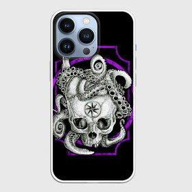 Чехол для iPhone 13 Pro с принтом Череп и Осьминог в Новосибирске,  |  | beast | head | kraken | neon | octopus | skulls | star | букет | голова | животные | звезда | зверь | зубы | кости | кракен | краска | мозги | неоновый | октопус | осьминог | полосы | скелет | текстура | точки | узор | хо | цветы