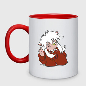 Кружка двухцветная с принтом Chibi Inuyasha в Новосибирске, керамика | объем — 330 мл, диаметр — 80 мм. Цветная ручка и кайма сверху, в некоторых цветах — вся внутренняя часть | Тематика изображения на принте: anime | chibi | inuyasha | kitsune | youkai | аниме | ёкай | инуяша | кицуне | чиби