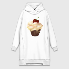 Платье-худи хлопок с принтом Cupcake with cherry art в Новосибирске,  |  | art | cherry | cooking | cupcake | vypichka | yummy | арт | вишня | вкусняшка | выпичка | кекс | кулинария