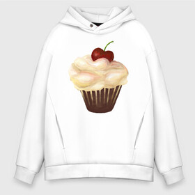 Мужское худи Oversize хлопок с принтом Cupcake with cherry art в Новосибирске, френч-терри — 70% хлопок, 30% полиэстер. Мягкий теплый начес внутри —100% хлопок | боковые карманы, эластичные манжеты и нижняя кромка, капюшон на магнитной кнопке | Тематика изображения на принте: art | cherry | cooking | cupcake | vypichka | yummy | арт | вишня | вкусняшка | выпичка | кекс | кулинария