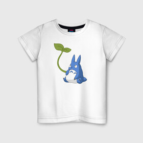Детская футболка хлопок с принтом Chibi blue totoro в Новосибирске, 100% хлопок | круглый вырез горловины, полуприлегающий силуэт, длина до линии бедер | anime | chibi | hayao | miyazaki | neighbor | totoro | аниме | миядзаки | сосед | тоторо | хаяо | чиби