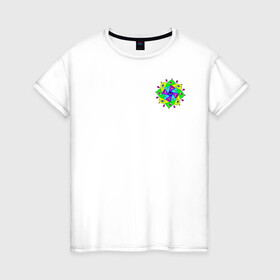 Женская футболка хлопок с принтом Eyeflower bright в Новосибирске, 100% хлопок | прямой крой, круглый вырез горловины, длина до линии бедер, слегка спущенное плечо | глаза | иллюстрация | рисунок | цветок | цветы