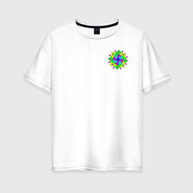 Женская футболка хлопок Oversize с принтом Eyeflower bright в Новосибирске, 100% хлопок | свободный крой, круглый ворот, спущенный рукав, длина до линии бедер
 | глаза | иллюстрация | рисунок | цветок | цветы