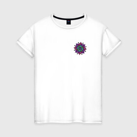 Женская футболка хлопок с принтом Eyeflower dark в Новосибирске, 100% хлопок | прямой крой, круглый вырез горловины, длина до линии бедер, слегка спущенное плечо | глаза | иллюстрация | рисунок | узор | цветы