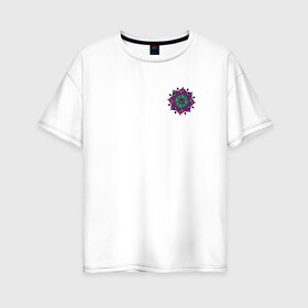 Женская футболка хлопок Oversize с принтом Eyeflower dark в Новосибирске, 100% хлопок | свободный крой, круглый ворот, спущенный рукав, длина до линии бедер
 | глаза | иллюстрация | рисунок | узор | цветы