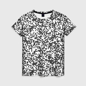 Женская футболка 3D с принтом Пиксельный Узор в Новосибирске, 100% полиэфир ( синтетическое хлопкоподобное полотно) | прямой крой, круглый вырез горловины, длина до линии бедер | blackwhite | pixels | пиксели | узор | чернобелый