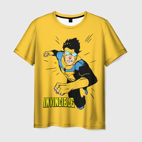 Мужская футболка 3D с принтом Неуязвимый Invincible в Новосибирске, 100% полиэфир | прямой крой, круглый вырез горловины, длина до линии бедер | boy | cartoon | damien darkblood | hero | invincible | superhero | герой | марк грейсон | мультик | мультсериал | непобедимый | неуязвимый | персонаж | супергерой