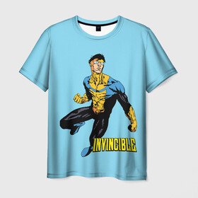 Мужская футболка 3D с принтом Invincible Неуязвимый в Новосибирске, 100% полиэфир | прямой крой, круглый вырез горловины, длина до линии бедер | boy | cartoon | damien darkblood | hero | invincible | superhero | герой | марк грейсон | мультик | мультсериал | непобедимый | неуязвимый | персонаж | супергерой