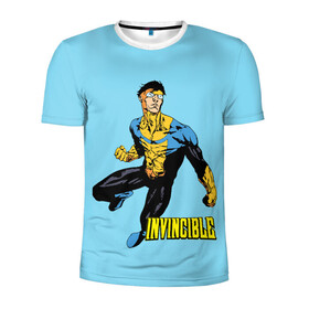 Мужская футболка 3D спортивная с принтом Invincible Неуязвимый в Новосибирске, 100% полиэстер с улучшенными характеристиками | приталенный силуэт, круглая горловина, широкие плечи, сужается к линии бедра | boy | cartoon | damien darkblood | hero | invincible | superhero | герой | марк грейсон | мультик | мультсериал | непобедимый | неуязвимый | персонаж | супергерой