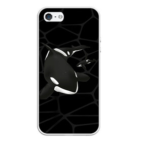 Чехол для iPhone 5/5S матовый с принтом Косатки в Новосибирске, Силикон | Область печати: задняя сторона чехла, без боковых панелей | whale | кит | косатка | косатки | морские