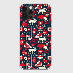 Чехол для iPhone 12 Pro Max с принтом Канада в Новосибирске, Силикон |  | bear | beaver | canada | country | elk | flag | heart | hockey | hockey stick | maple leaf | puck | skates | symbols | trees | бобр | горы | елки | канада | кленовый лист | клюшка | коньки | лось | медведь | рога | сердце | символика | страна | флаг | хок