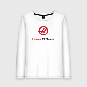 Женский лонгслив хлопок с принтом Haas F1 Team в Новосибирске, 100% хлопок |  | Тематика изображения на принте: f1 | haas | грожан | магнуссен | мазепин | ф1 | феррари | формула 1 | хаас