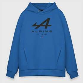Мужское худи Oversize хлопок с принтом Alpine F1 team в Новосибирске, френч-терри — 70% хлопок, 30% полиэстер. Мягкий теплый начес внутри —100% хлопок | боковые карманы, эластичные манжеты и нижняя кромка, капюшон на магнитной кнопке | alpine | f1 | renault | team | рено | ф1 | фернандо алонсо | формула 1