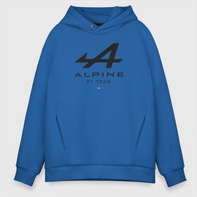 Мужское худи Oversize хлопок с принтом Alpine F1 team в Новосибирске, френч-терри — 70% хлопок, 30% полиэстер. Мягкий теплый начес внутри —100% хлопок | боковые карманы, эластичные манжеты и нижняя кромка, капюшон на магнитной кнопке | Тематика изображения на принте: alpine | f1 | renault | team | рено | ф1 | фернандо алонсо | формула 1