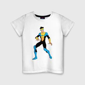 Детская футболка хлопок с принтом Неуязвимый (Invincible) в Новосибирске, 100% хлопок | круглый вырез горловины, полуприлегающий силуэт, длина до линии бедер | damien darkblood | invincible | superman | марк грэйсон | мультсериал | неуязвимый | супергерой