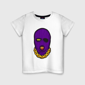Детская футболка хлопок с принтом DaBaby Purple Mask в Новосибирске, 100% хлопок | круглый вырез горловины, полуприлегающий силуэт, длина до линии бедер | gangster | golden | mask | music | rappers