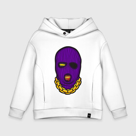 Детское худи Oversize хлопок с принтом DaBaby Purple Mask в Новосибирске, френч-терри — 70% хлопок, 30% полиэстер. Мягкий теплый начес внутри —100% хлопок | боковые карманы, эластичные манжеты и нижняя кромка, капюшон на магнитной кнопке | gangster | golden | mask | music | rappers
