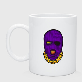 Кружка керамическая с принтом DaBaby Purple Mask в Новосибирске, керамика | объем — 330 мл, диаметр — 80 мм. Принт наносится на бока кружки, можно сделать два разных изображения | gangster | golden | mask | music | rappers