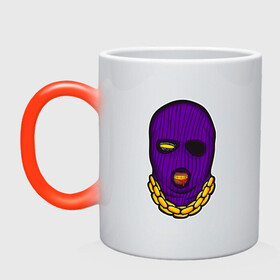 Кружка хамелеон с принтом DaBaby Purple Mask в Новосибирске, керамика | меняет цвет при нагревании, емкость 330 мл | Тематика изображения на принте: gangster | golden | mask | music | rappers