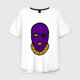 Мужская футболка хлопок Oversize с принтом DaBaby Purple Mask в Новосибирске, 100% хлопок | свободный крой, круглый ворот, “спинка” длиннее передней части | gangster | golden | mask | music | rappers