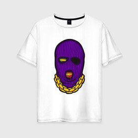 Женская футболка хлопок Oversize с принтом DaBaby Purple Mask в Новосибирске, 100% хлопок | свободный крой, круглый ворот, спущенный рукав, длина до линии бедер
 | gangster | golden | mask | music | rappers