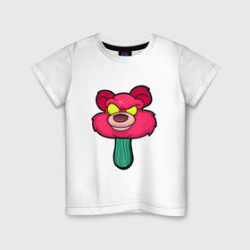 Детская футболка хлопок с принтом Розовый медведь в Новосибирске, 100% хлопок | круглый вырез горловины, полуприлегающий силуэт, длина до линии бедер | bears | ice cream | pinky | животные | мороженное