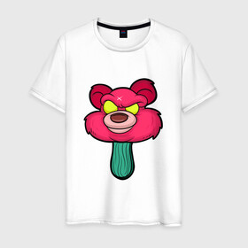 Мужская футболка хлопок с принтом Розовый медведь в Новосибирске, 100% хлопок | прямой крой, круглый вырез горловины, длина до линии бедер, слегка спущенное плечо. | bears | ice cream | pinky | животные | мороженное