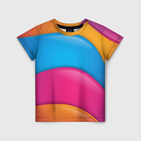 Детская футболка 3D с принтом Candy rainbow в Новосибирске, 100% гипоаллергенный полиэфир | прямой крой, круглый вырез горловины, длина до линии бедер, чуть спущенное плечо, ткань немного тянется | Тематика изображения на принте: 3d | 3д | sport | абстракция | линии | паттерн | соты | спортивный стиль | текстуры