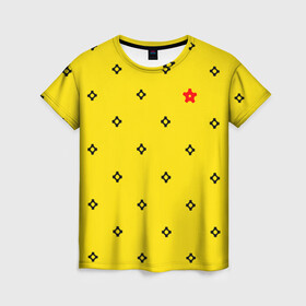 Женская футболка 3D с принтом Техно горошек в Новосибирске, 100% полиэфир ( синтетическое хлопкоподобное полотно) | прямой крой, круглый вырез горловины, длина до линии бедер | горошек | желтый | клетка | механизмы | сердце | техника | узор | шестеренки