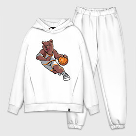 Мужской костюм хлопок OVERSIZE с принтом Медведь в Новосибирске,  |  | art | ball | basketball | bear | sport | арт | баскетбол | медведь | мишка | мяч | спорт