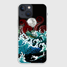 Чехол для iPhone 13 mini с принтом Корабль на Волнах | Кракен в Новосибирске,  |  | animal | beast | kraken | monster | moon | ocean | octopus | sea | ship | water | waves | вода | волны | животные | звери | корабль | кракен | луна | монстр | море | океан | осьминог | рыбы | щупальца