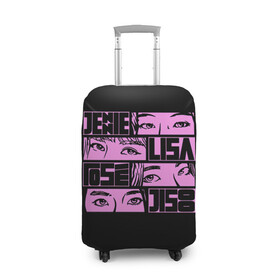 Чехол для чемодана 3D с принтом Black pink eyes в Новосибирске, 86% полиэфир, 14% спандекс | двустороннее нанесение принта, прорези для ручек и колес | black pink | blackpink | pop | блэк пинк | ким дженни | ким джи су | корейцы | лалиса манобан | музыка | поп | попса | розэ