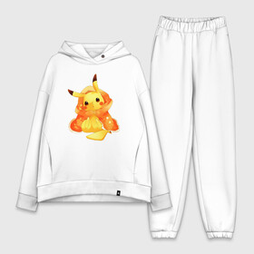 Женский костюм хлопок Oversize с принтом Пикачу  в пледике в Новосибирске,  |  | anime | picachu | pikachu | аниме | милый | пика | пикачу | покебол | покемон